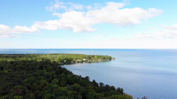 Aerial views of Lake Huron and Turnip Rock