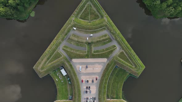 Fortified Ancient Old Historic Town of Naarden Vesting Overhead Aerial Drone View of Monumental