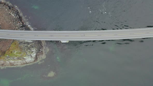 Top View Of Storseisundet Bridge Crossing Storseisund. The Atlantic Road In More og Romsdal County,