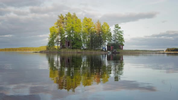 Small Island on the Lake with Country House in Finland