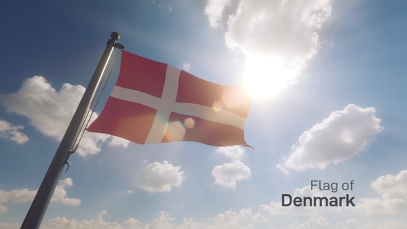 Denmark Flag on a Flagpole V2