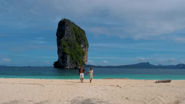 Railay Beach Krabi Thailand Tropical Beach of Railay Krabi Couple Men and Woman on the Beach