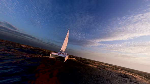 Sailing on the sea sunrise