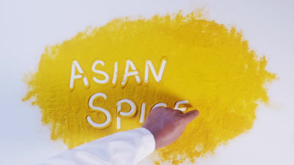 Hand Writes On Turmeric Asian Spices