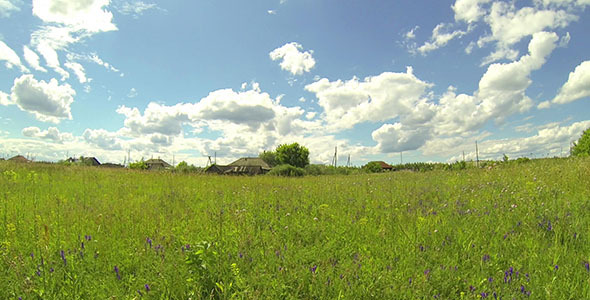 Green Meadow And Village