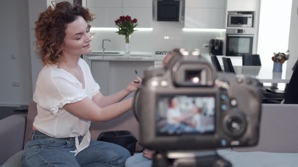 Backstage of Photoshoot of Mother Doing Makeup for Daughter at Home