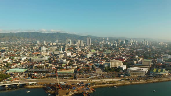 Modern City of Cebu with Skyscrapers and Buildings, Philippines