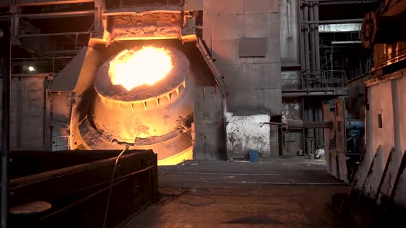Hot Steel Vat At The Metallurgical Plant