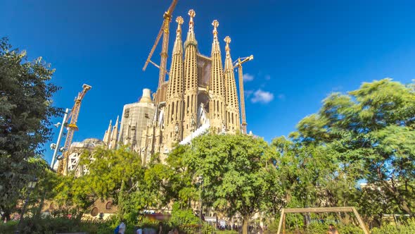 La Sagrada Familia Timelapse Hyperlapse  the Impressive Cathedral Designed By Gaudi Barcelona Spain