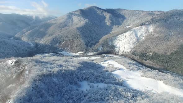 Beautiful Winter Mountains They are Partially Covered with Snow Blue Sky Mountain Panorama