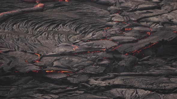 Pahoehoe Lava Flow From Erupting Fagradalsfjall Volcano