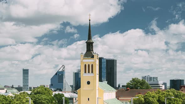 Tallinn, Estonia. Church Of St. John Jaani Kirik At Sunny Summer Day. Large Lutheran Parish Church