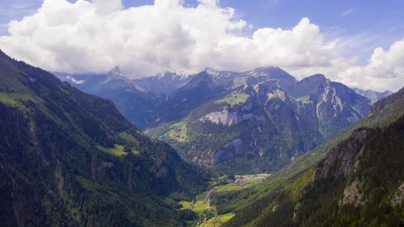 Amazing hyperlapse over stunning green mountains in beautiful Switzerland