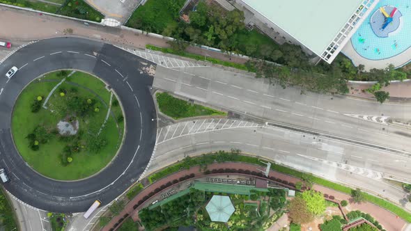 Drone fly over Hong Kong traffic