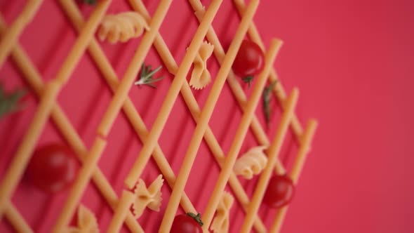 Vertical video: Pasta and spaghetti in a plate