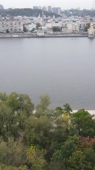 Vertical Video Aerial View of the Dnipro River  the Main River of Ukraine