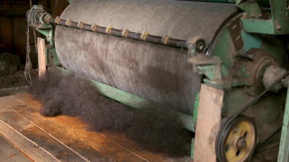 Wool Production Machine in Action