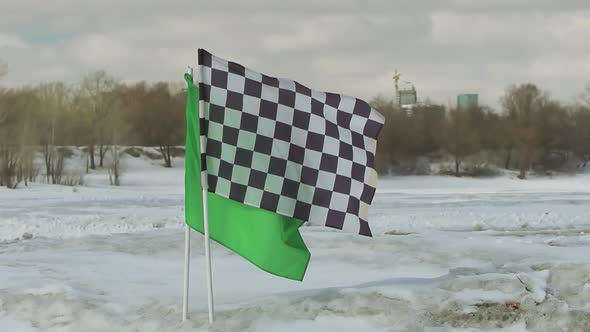 Checkered Flag On The Ice Racing