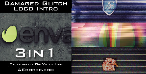 Damaged Glitch Logo Intro - 3in1 Pack