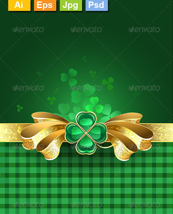 Gold Bow with Clover