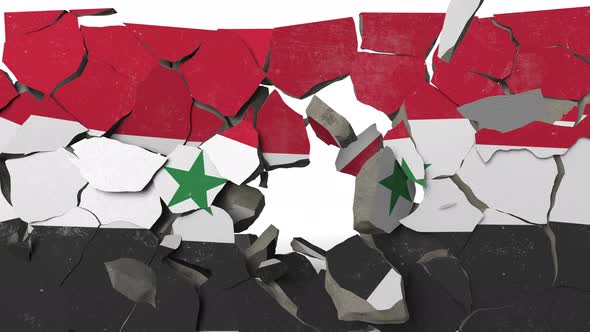 Breaking Wall with Painted Flag of Syria