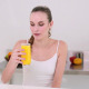 Smiling Model Drinking Glass Of Orange Juice - VideoHive Item for Sale