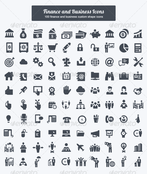 Finance and Business Custom Shape Icons