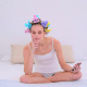 Young Model In Hair Rollers Sending A Text On Bed - VideoHive Item for Sale