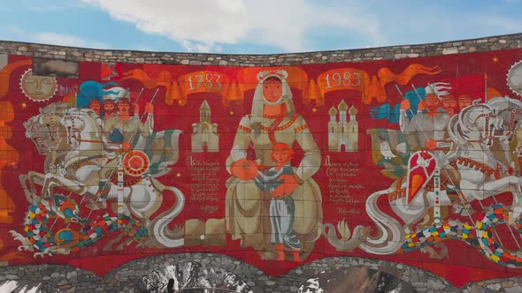 Peace Monument Mozaic In Gudauri