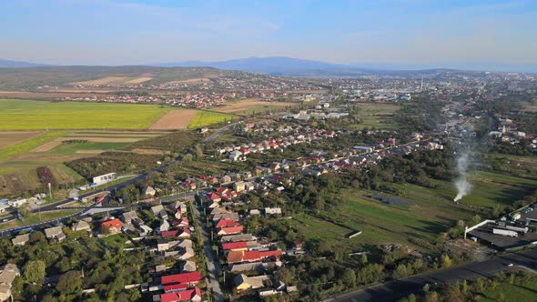 Agricultural Land with Village a Height in the Valley Near the Mountains