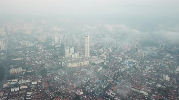 Aerial thick fog at George Town. 