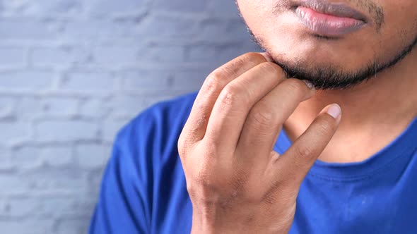 Man Suffering From Itching Skin, Close Up.