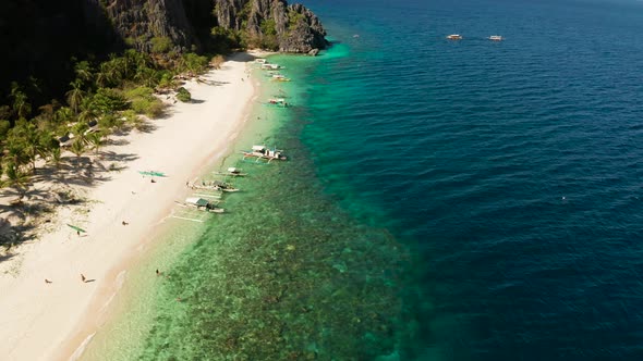 Seascape with Tropical Beach and Sea.