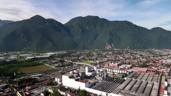 View of trains and beer factory in orizaba