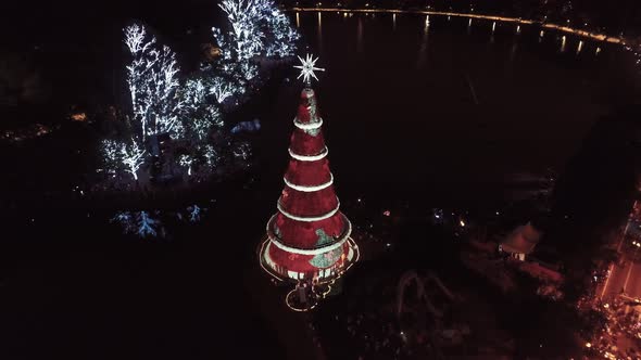 Illumination Christmas Tree at Ibirapuera park Sao Paulo Brazil.