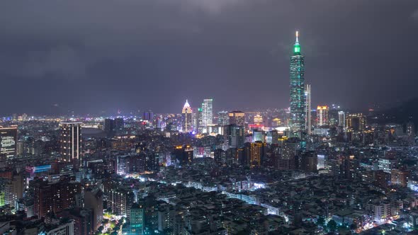 Time Lapse of low clouds above Taipei Taiwan at night