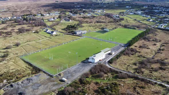 Aerial View of Football Pitch in Ardara County Donegal  Ireland