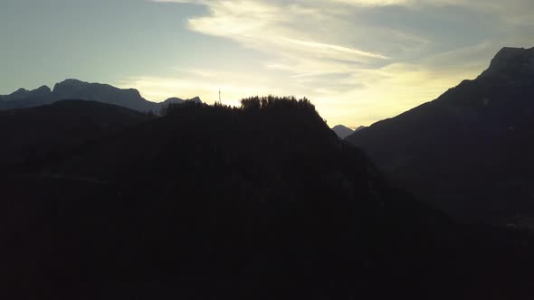 Aerial View of Majestic European Alps Mountains