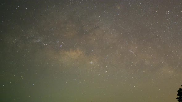 Milky Way galaxy exploration through outer space towards glowing milky way galaxy. 4K looping animat