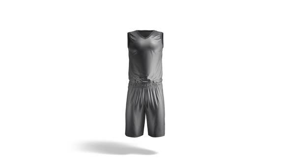 Blank black basketball uniform, looped rotation