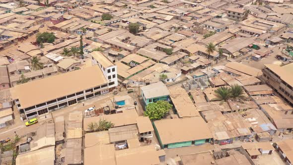 Aerial of town in Ghana Africa