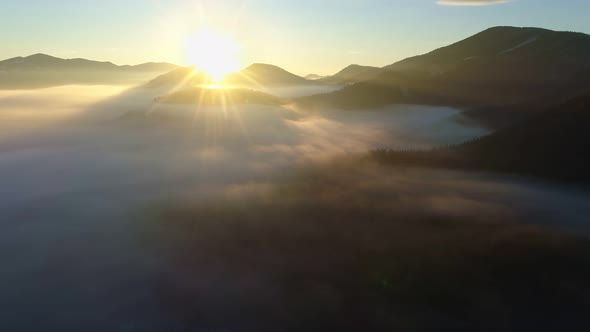 Aerial Shot Majestic Sunrise Mountains