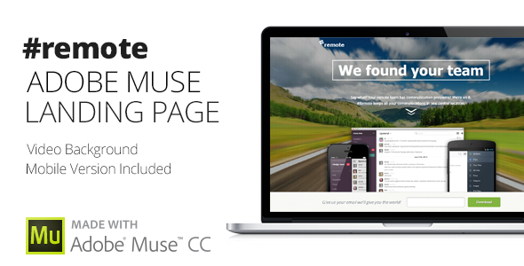 Remote | Muse Landing Page with Fullscreen Video Header