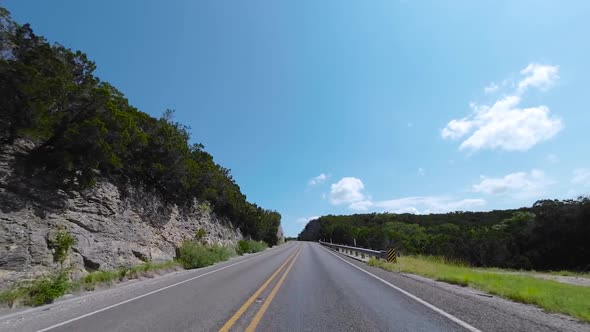 Vehicle footage near Medina Lake in the beautiful Texas Hill Country northwest of San Antonio. A hig