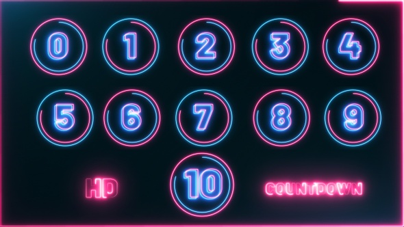 Neon Countdown 10 Second HD