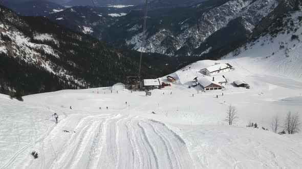 Aerial view of german mountains from a cable car 4k