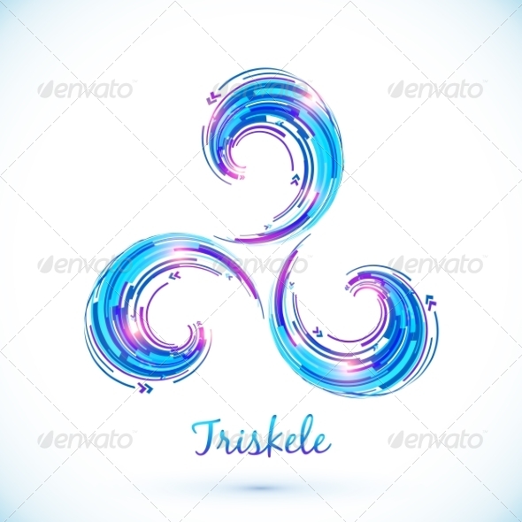 Blue Abstract Triskele Symbol