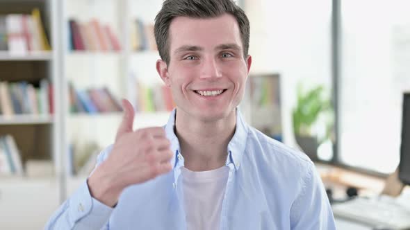 Thumbs Up By Young Man, Student