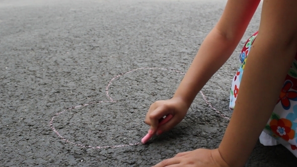 Girl Drawing With Chalk
