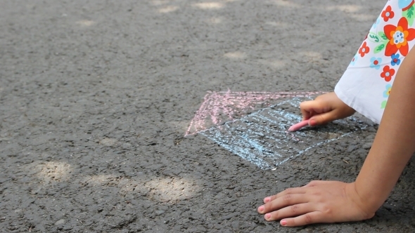 Girl Drawing With Chalk 2